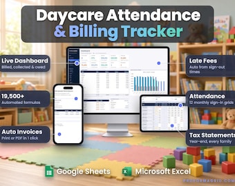Daycare Attendance & Billing Tracker, Auto Invoices, Tax Statements (Digital Download)