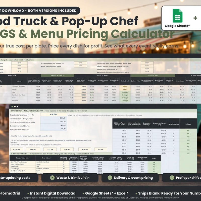 Food Truck COGS & Menu Pricing Calculator preview