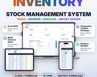 Small Business Inventory Spreadsheet, Stock Management Template (Google Sheets, Excel)