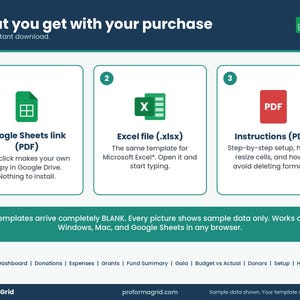 What is included: Google Sheets* link PDF, Excel* xlsx file and Instructions PDF, all delivered as an instant download.