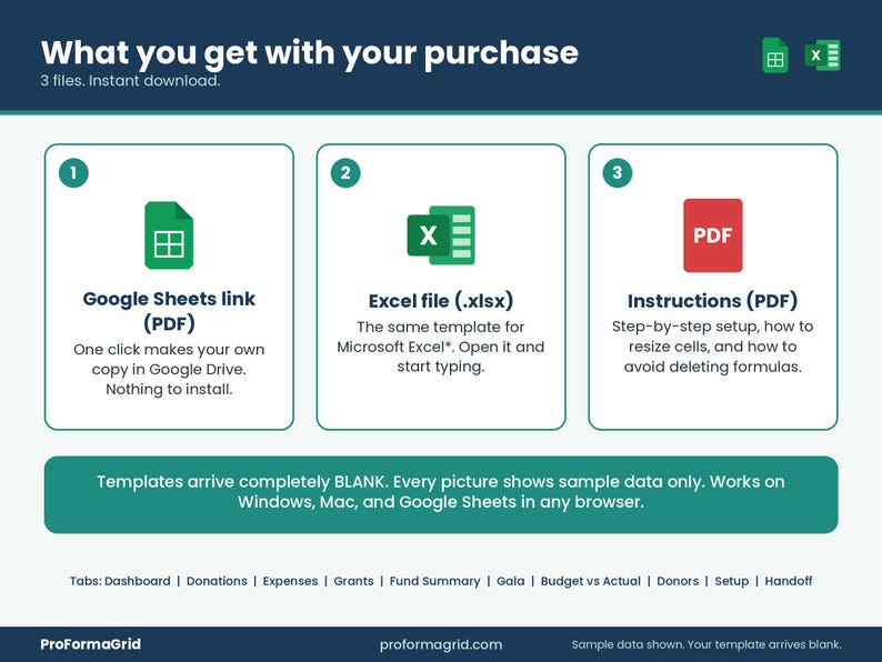 What is included: Google Sheets* link PDF, Excel* xlsx file and Instructions PDF, all delivered as an instant download.