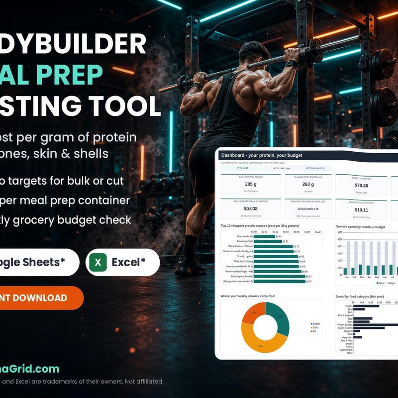 Bodybuilder Meal Prep Costing Tool preview