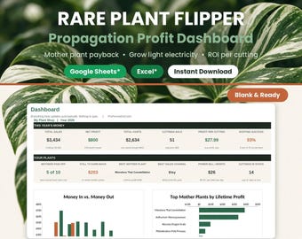 Rare Houseplant Profit Tracker, Propagation ROI Calculator (Google Sheets, Excel)