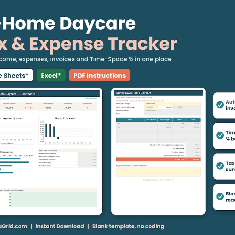 In-Home Daycare Tax & Expense Tracker preview