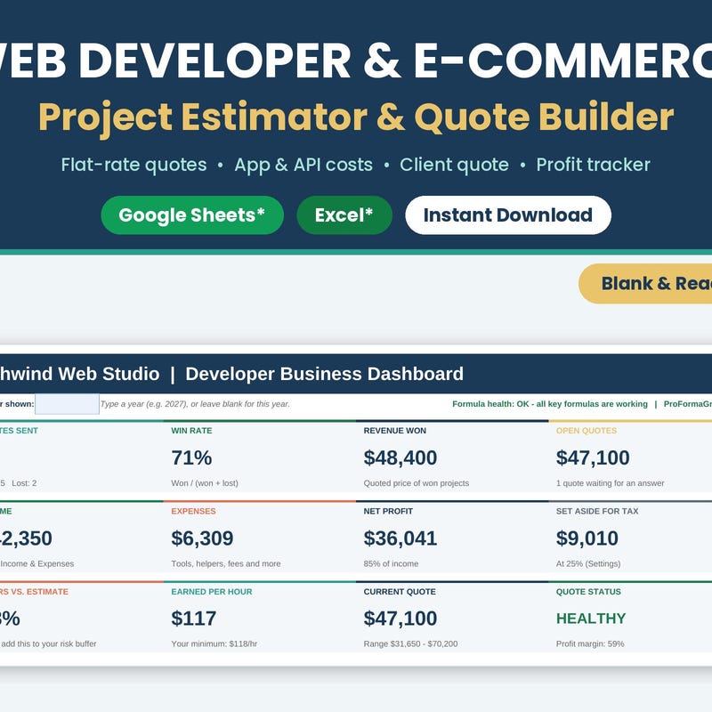 Web Developer Project Estimator & Quote Builder preview