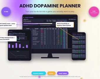ADHD Gamified Planner, RPG Habit Tracker, Dopamine Menu (Digital Download)