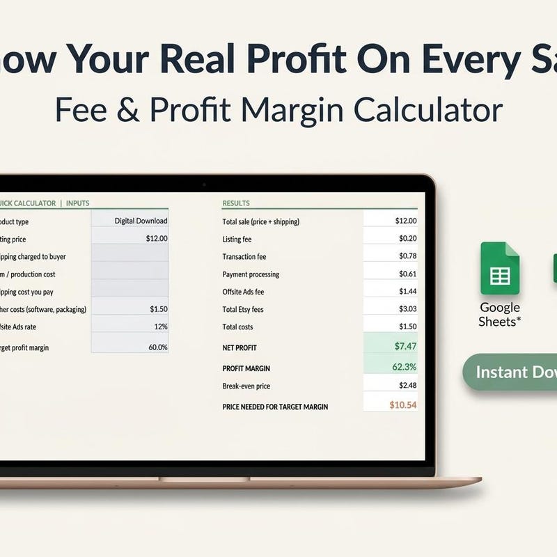 Etsy Fee & Profit Margin Calculator preview