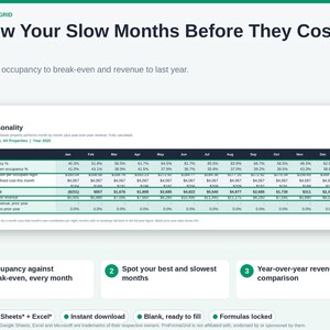 Seasonality tab showing month-over-month occupancy trends and year-over-year revenue comparisons for vacation rentals.
