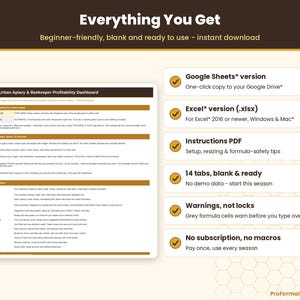 Overview of the included files for Google Sheets* and Microsoft* Excel* along with the setup instructions PDF guide.