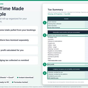 Tax Summary tab displaying annual totals categorized for easy tax filing and accountant review.