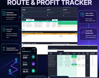 Cleaning Business Route & Profit Tracker, Quote Calculator, Client CRM (Google Sheets/Excel)