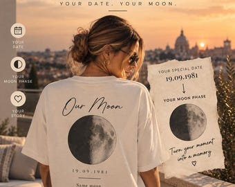 Personalized Our Moon T-Shirt, Custom Birth Moon Phase Shirt, Couple Anniversary Gift