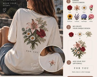 Personalized Forever Bouquet T-Shirt, Custom Flower Shirt, Meaningful Gift for Her