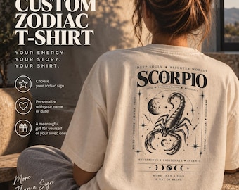 Personalized Zodiac T-Shirt, Custom Astrology Shirt, Choose Your Zodiac Sign, Celestial Horoscope Gift