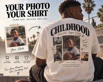Custom Childhood Photo T-Shirt, Personalized Vintage Memory Shirt (Made to Order)