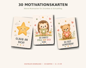 30 Encouragement Cards for Children | Motivational Cards for Starting School, Primary School & Kindergarten