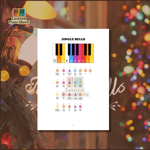 Jingle Bells Piano, Color-Coded Beginner Tutorial - Letter Notes, Finger Numbers, Lyrics | PDF, MP3, MP4