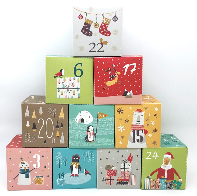 Printable Advent Calendar Boxes Christmas Countdown Gift Etsy Australia