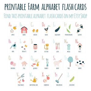 Puede incluir: Cartas de aprendizaje del alfabeto imprimibles con ilustraciones de tem&aacute;tica agr&iacute;cola. Cada carta tiene una letra, una imagen y una palabra. Las letras est&aacute;n en una fuente colorida y divertida. Las im&aacute;genes son brillantes y coloridas, y las palabras son f&aacute;ciles de leer. Las cartas son perfectas para ense&ntilde;ar a los ni&ntilde;os el alfabeto y ayudarles a aprender sobre los animales y objetos de la granja.