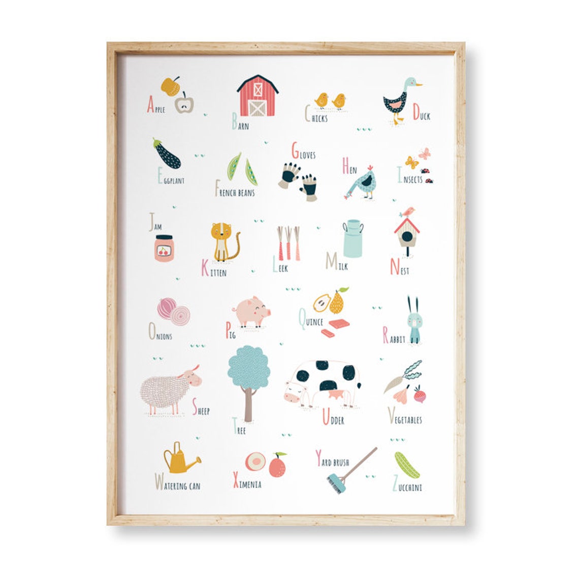 Printable Farm Alphabet / Alphabet Digital Print / Farm Theme Etsy