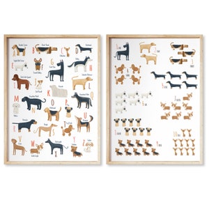 ABC and Numbers dogs breeds SET, dogs Alphabet for a Dog lover, Dog alphabet poster, A to Z dog alphabet, Dogs wall art alphabet and numbers