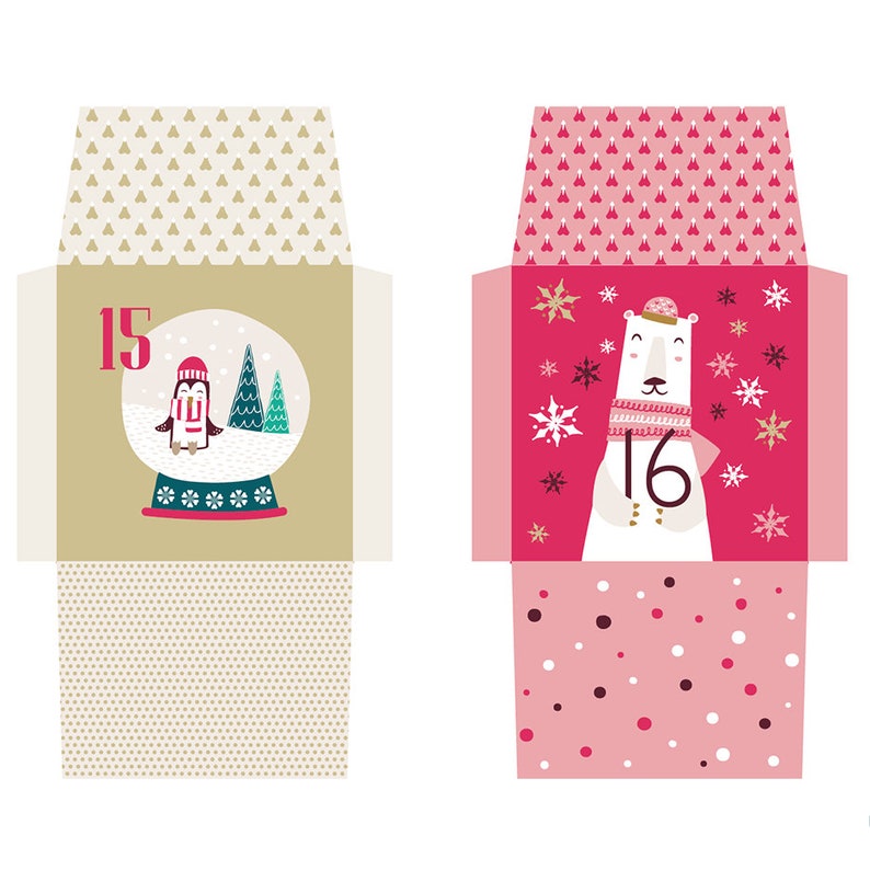 Printable Christmas envelopes Advent Calendar, 24 mini envelopes, Christmas Countdown, Advent Calenda kids, Advent Calendar printable image 3