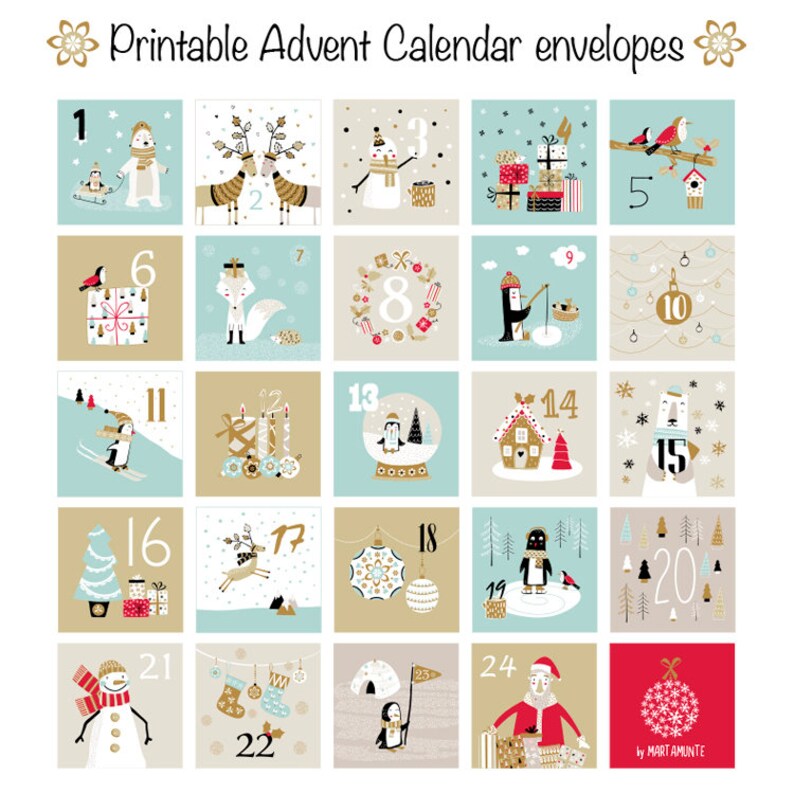 advent-calendar-envelopes-24-christmas-mini-envelopes-advent-etsy