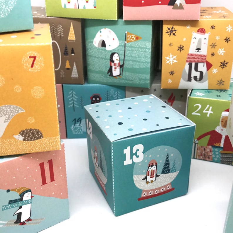 Printable advent calendar boxes christmas countdown gift Etsy