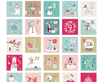 Printable Christmas envelopes Advent Calendar, 24 mini envelopes, Christmas Countdown, Advent Calenda kids, Advent Calendar printable