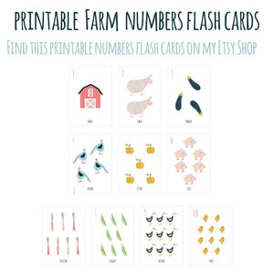 Puede incluir: Cartas de animales de granja imprimibles para ni&ntilde;os. Las cartas presentan un granero rojo, ovejas, berenjenas, pollos, manzanas, cerdos, zanahorias, vainas de guisantes, patos y pollitos. Cada carta tiene un n&uacute;mero del 1 al 10 y la palabra para el n&uacute;mero.