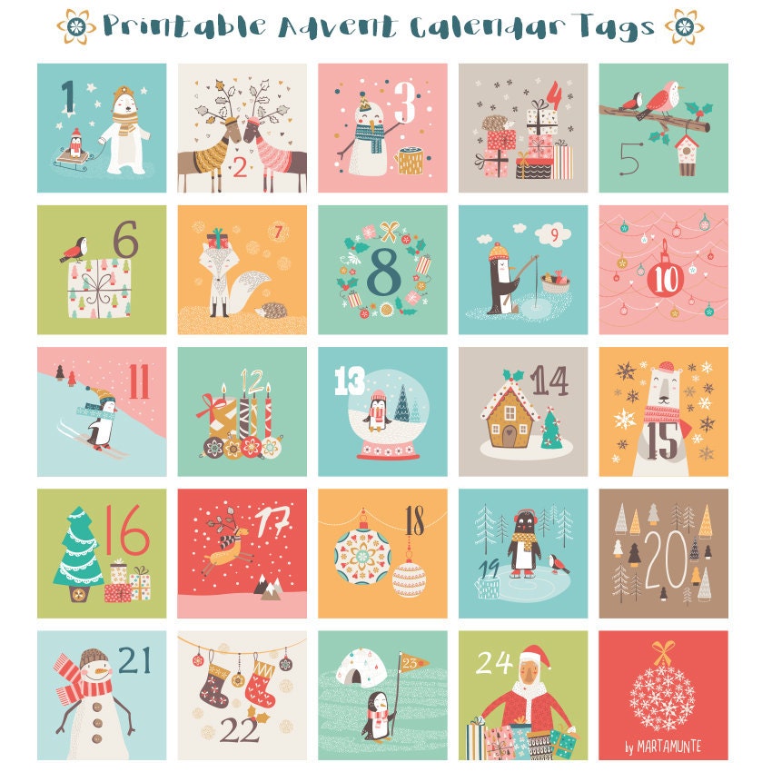 3x3 Inches Printable Advent Calendar Tag Advent Calendar Gift Etsy