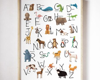 SPANISH Printable Animal Alphabet and Numbers Set / Alphabet - Etsy