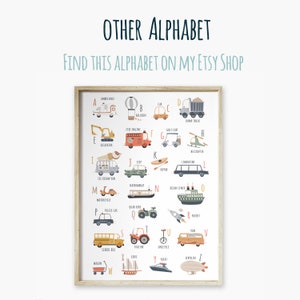 Horizontal Transportation Alphabet Poster Printable, Vehicles Printable, Transport Alphabet Poster, Kid room decor, Transport nursery art image 5