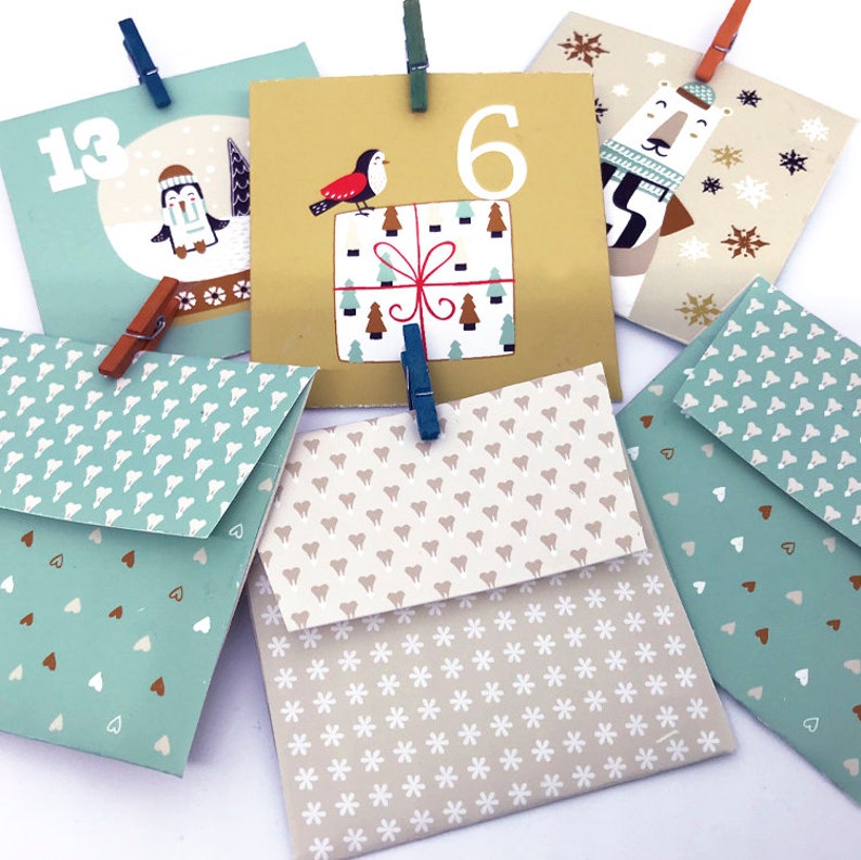 Advent Calendar Envelopes 24 Christmas Mini Envelopes Advent Etsy
