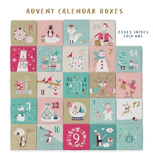 2,5 Zoll Adventskalender zum Selberdrucken, Adventskalender Boxen zum selbst ausdrucken, Adventskalender Boxen zum ausdrucken