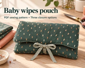 Baby Wipes Pouch Sewing Pattern PDF, 3 Diaper Clutch Closure Options