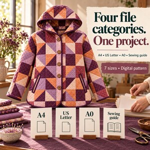Patchwork Jacket Sewing Pattern PDF, Relaxed Hooded Layer in XS–3XL - image 2
