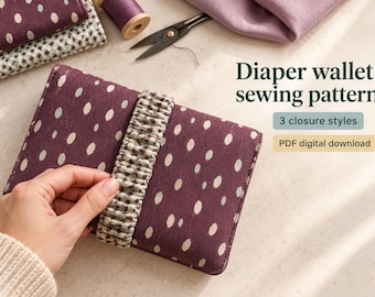 Diaper Wallet Sewing Pattern PDF, Travel Wipes Pouch with 3 Closures