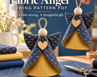 Fabric Angel Sewing Pattern PDF, Easy Angel Ornament, Illustrated Christmas Sewing Project, DIY Hanging Angel