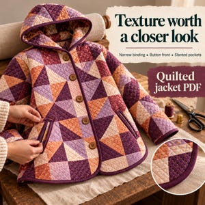 Patchwork Jacket Sewing Pattern PDF, Relaxed Hooded Layer in XS–3XL - image 8