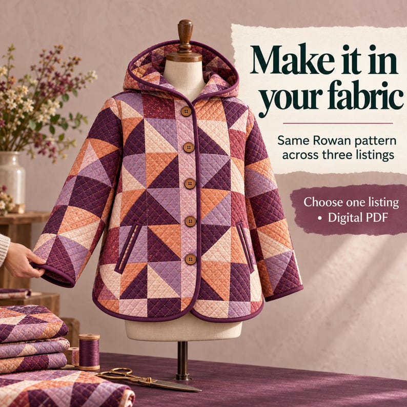 Patchwork Jacket Sewing Pattern PDF, Relaxed Hooded Layer in XS–3XL - image 9