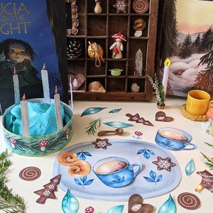 Santa Lucia crown, buns, tray and teacups play set download image 1