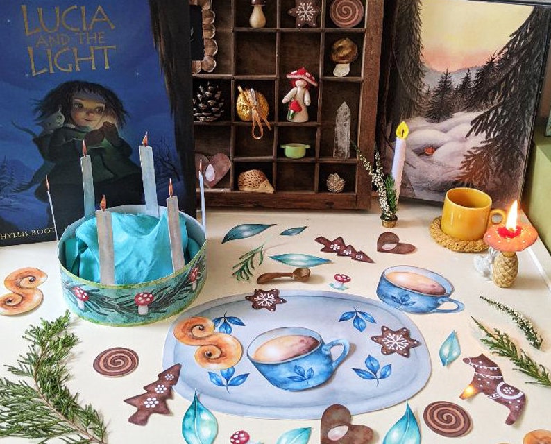 Santa Lucia crown, buns, tray and teacups play set download image 1