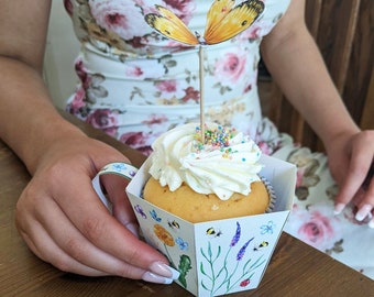 Wild Flower Teacup for cupcake or birthday party bags