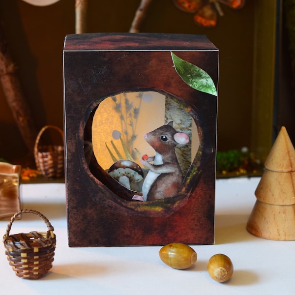 Two shadow boxes  mouse and squirrel, given as a gift or for the nature table