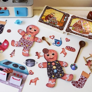 Biscuits en pain dépices Avent de Noël, poupées en papier, jouets et four, gâteaux pour set de jeu télécharger image 1