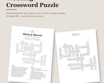 Wedding Crossword Puzzle Personalized, Custom Crossword of the Couple's Story, Reception Table Game or Wedding Gift, Printable PDF