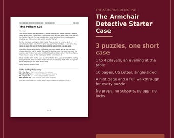 Mini Escape Room Printable, Print at Home Detective Mystery Puzzle Game for Adults and Teens, 3 Puzzles with Hints and Answers