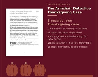 Thanksgiving Escape Room Printable, Family Detective Mystery Game for Teens and Adults, 6 Puzzles