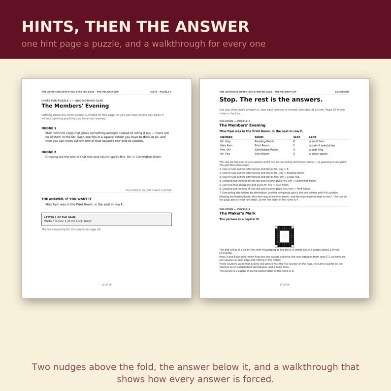 Mini Escape Room Printable, Print at Home Detective Mystery Puzzle Game for Adults and Teens, 3 Puzzles with Hints and Answers bild 4